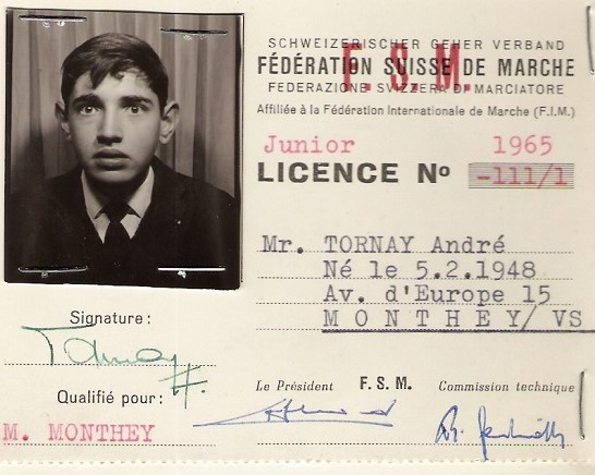 Licence d'André Tornay en 1965 [DR]